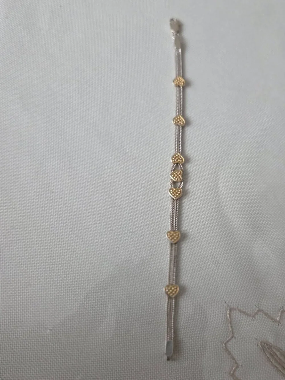NWOT Sterling Silver and Gold Wash Heart Bracelet